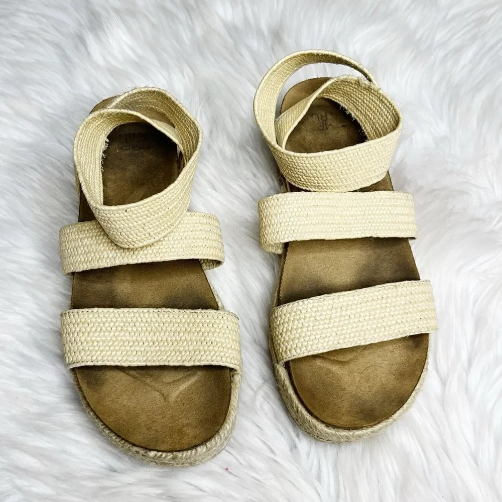 Time and Tru Strappy Platform Espadrilles Tan Size 8